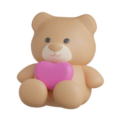 3d teddy bear valentine's day icon