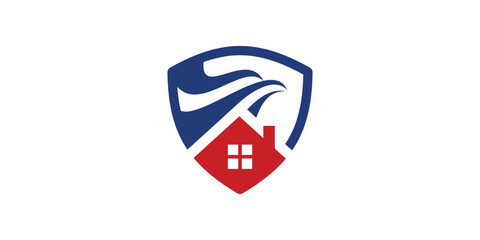 logo design combination of eagle with home, logo design template symbol icon idea.