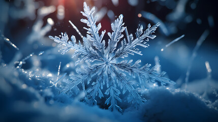 Festive snowflake background with beautiful design and space for text