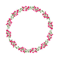 vector hand drawn floral wreath on white background