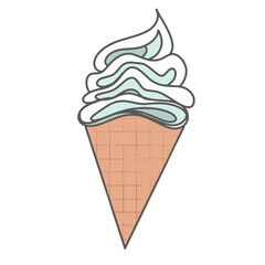 Vanilla ice cream cone vector icon illustration