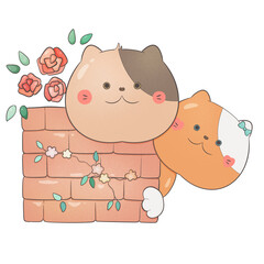 cute cats hand draw illustrator