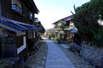 Naklejka premium Magome-juku (Nakasendo) a Rustic stop on a feudal-era route at Magome, Nakatsugawa, Gifu, Japan