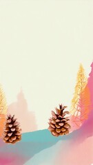 colorful autumn pinecones with background and space for text