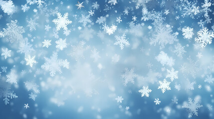 Naklejka na ściany i meble Beautiful winter Christmas glowing background with falling snowflakes, winter background