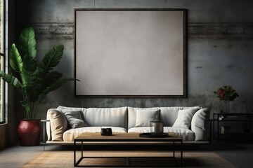 empty poster frame on wall of living room , blank poster frame,(Multiple values)