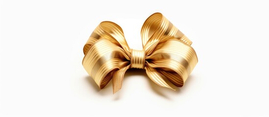 Golden bow isolated on white background