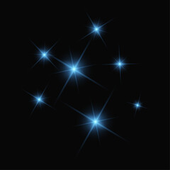 vector realistic sparkling star, abstract blue lights