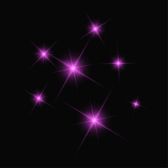 vector realistic sparkling star, abstract purple lights
