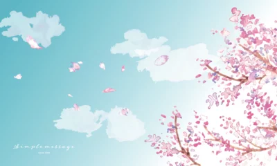 Ingelijste posters 水彩画。水彩タッチの満開の桜ベクターイラスト。桜舞う入学式の背景。春の桜風景。Watercolor painting. Vector illustration of cherry blossoms in full bloom with watercolor touch. Background of entrance ceremony with dancing cherry blossoms. Sp © necomammma