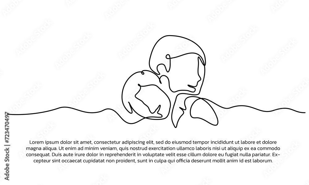 Aufkleber continuous line design of two people hugging each other. single line decorative elements drawn on a 