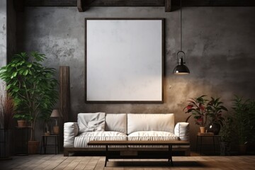 empty poster frame on wall of living room , blank poster frame,(Multiple values)