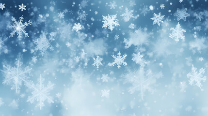 Fototapeta premium Beautiful winter Christmas glowing background with falling snowflakes, winter background