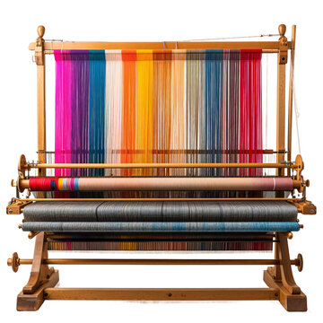 Textile loom, transparent background, isolated image, generative AI