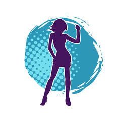 Silhouette of a casual female in a dancing pose. Silhouette of a dancer woman in action pose.
