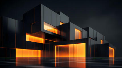Abstract polygonal building exterior design, conceptual architectural design