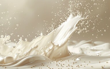 Realistic milk splash, splashing in milk pool。