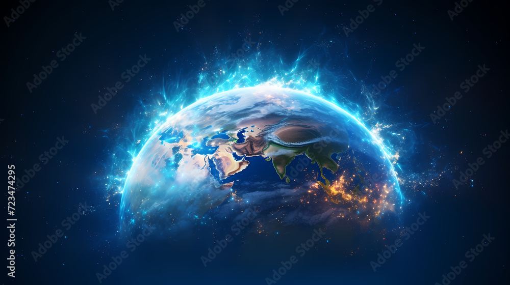 Poster digital technology universe earth abstract graphics poster web page ppt background