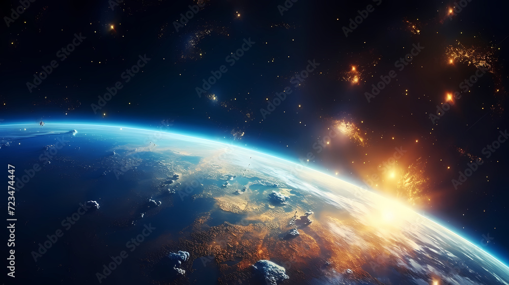Poster digital technology universe earth abstract graphics poster web page ppt background