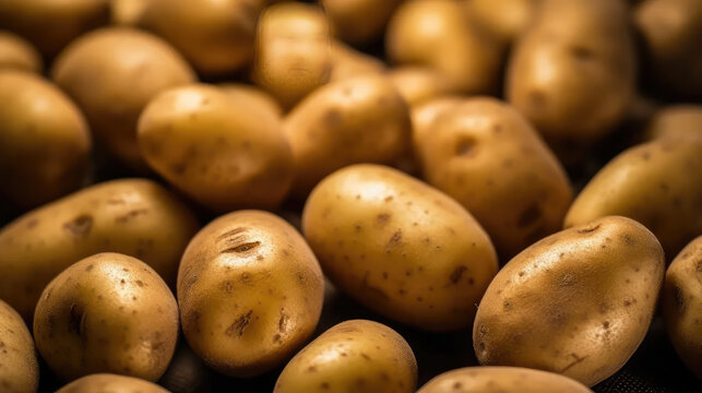 close up of fresh potato with beautiful colors. Farm crops of fresh and organic fruits and vegetables. Healthy food for a healthy life