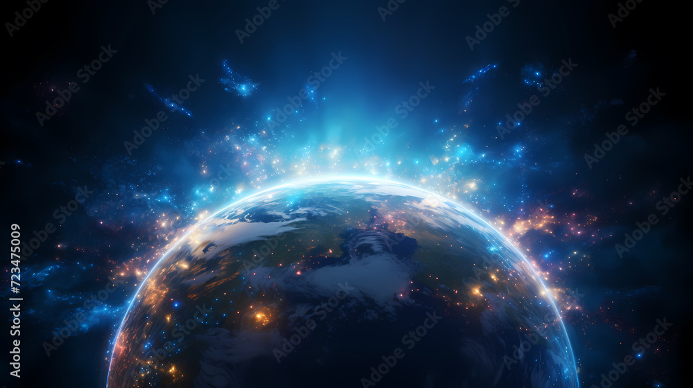 Poster digital technology universe earth abstract graphics poster web page ppt background