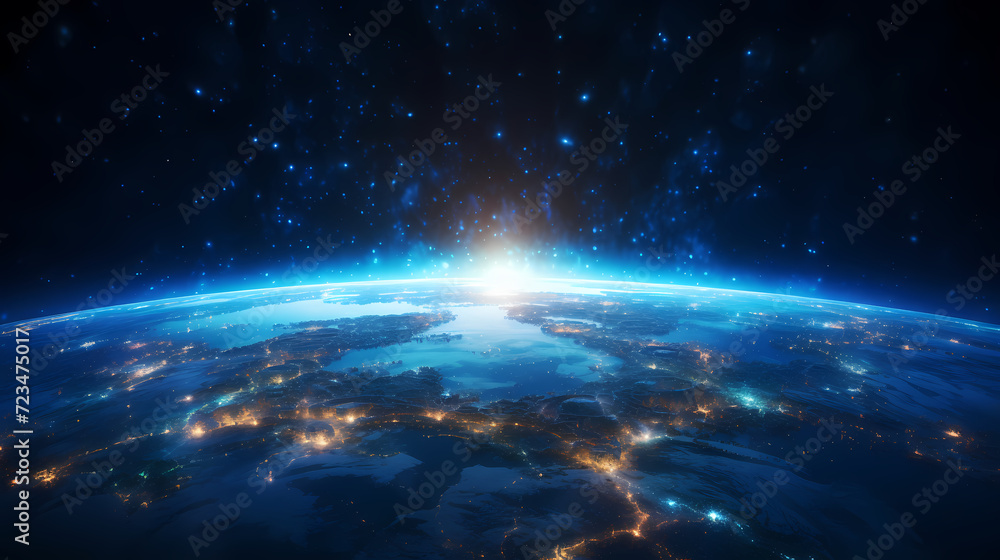 Poster digital technology universe earth abstract graphics poster web page ppt background