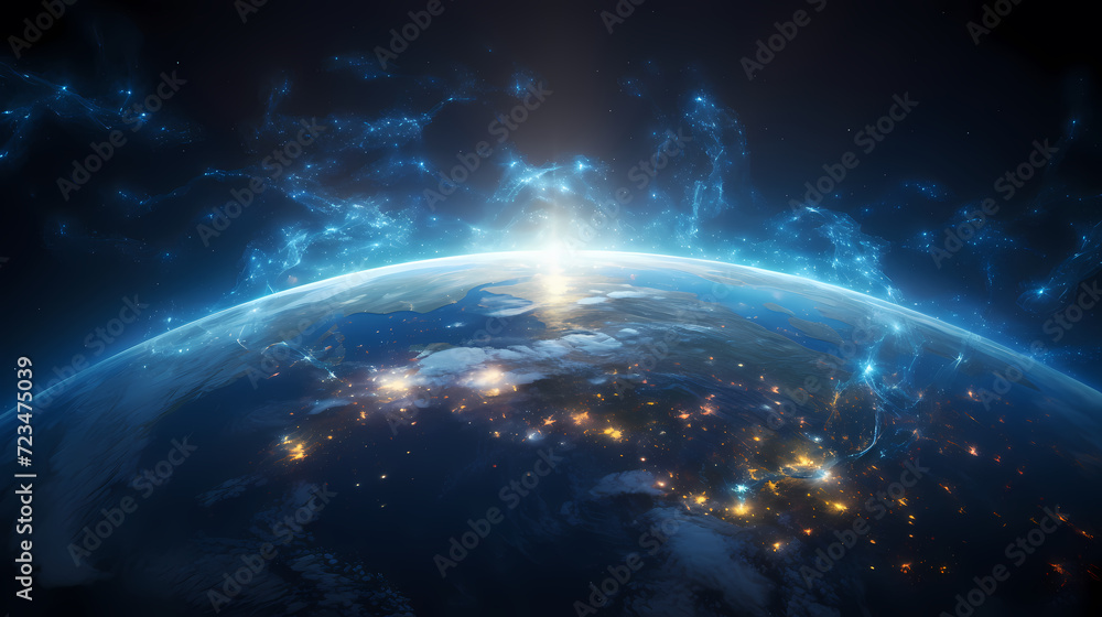Poster digital technology universe earth abstract graphics poster web page ppt background