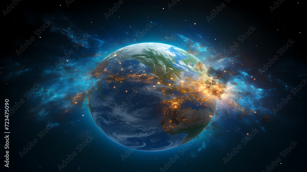 Poster digital technology universe earth abstract graphics poster web page ppt background