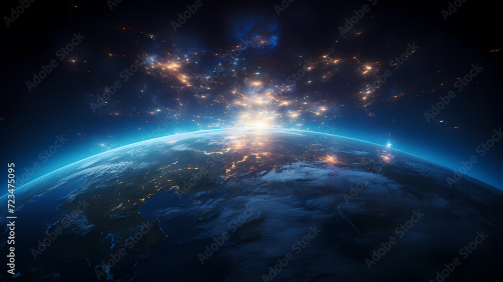 Poster digital technology universe earth abstract graphics poster web page ppt background