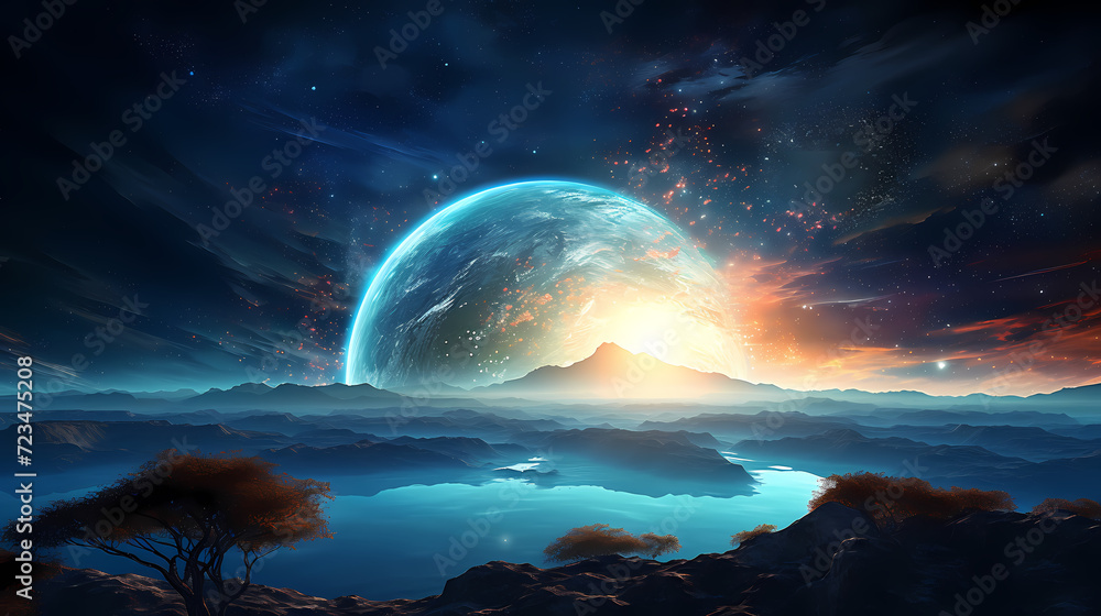 Poster digital technology universe earth abstract graphics poster web page ppt background