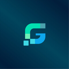 Creative Letter G Pixel Logo Design Element. Design Vector Pixel Logo Template