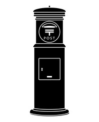 昔ながらの日本の郵便ポストのシルエット