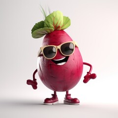 Naklejka premium Smiling and Joyful beetroot 3D Character