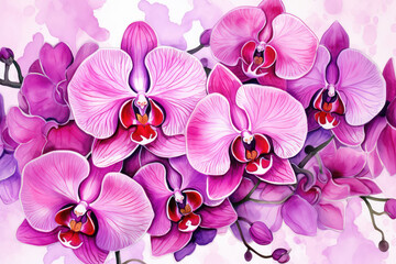 Fototapeta na wymiar Blooming Beauty: Orchid Blossom on a Pink Floral Background