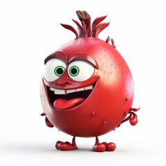 Smiling and Joyful Pomegranate 3D Character