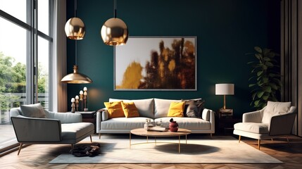 Modern aesthetic living room interior composition with elegant color palette 