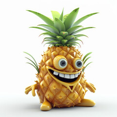 3d exotic and unique pineapple character