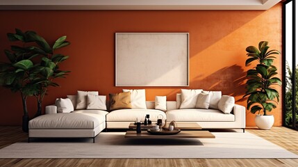 Fototapeta na wymiar Modern aesthetic living room interior composition with elegant color palette 