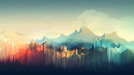 Mountain in a futuristic polygonal digital style. Generate AI image - obrazy, fototapety, plakaty