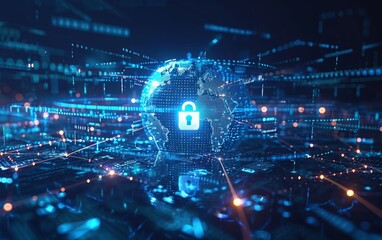 Fototapeta premium Global Cybersecurity Network Illustration