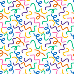 Fun colorful line doodle seamless pattern