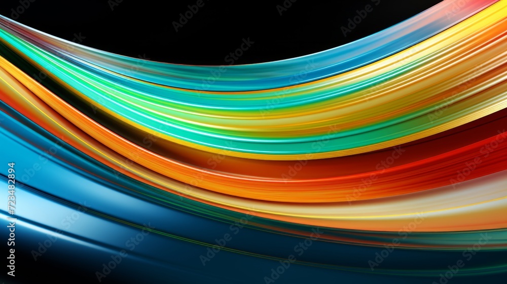 Poster smooth, curved lines flowing in a vibrant array of colors, perfect for representing motion and fluid
