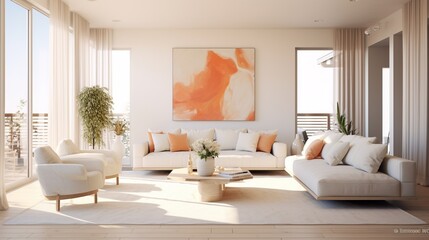 Obraz na płótnie Canvas Aesthetic composition of modern living room interior 