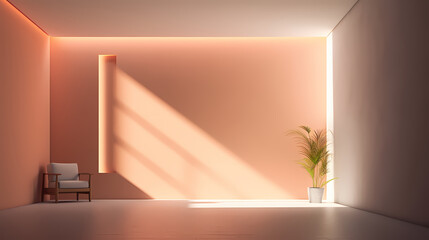 Fototapeta premium Empty room with neon lights