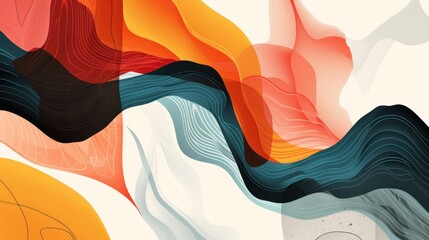 Abstract vector art inspired by natural elements, combining organic shapes and patterns with a modern, artistic twist, colorful and fluid - obrazy, fototapety, plakaty