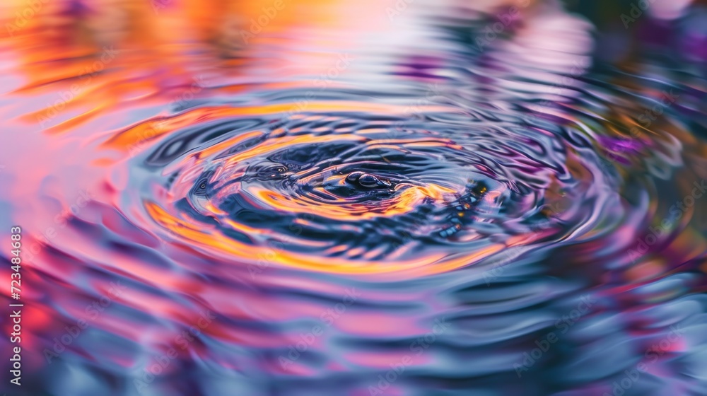 Aufkleber abstract ripple vibrations on water in colourful, creating a visually dynamic effect