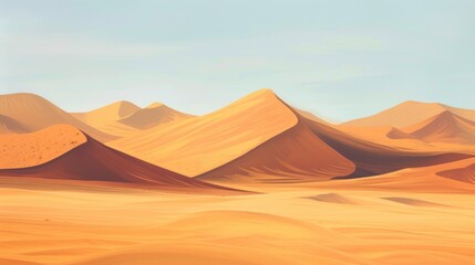 Fototapeta na wymiar Serene desert scene with sand dunes in varying shades of brown and orange