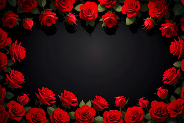 Valentine's day, wedding, red roses on black background, copy space, background, wallpaper