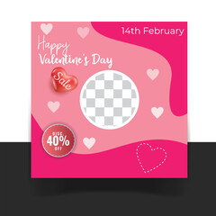 Social media post templates for digital marketing and sales promotion on Valentine's Day. fashion advertising. Offer social media banners. vector photo frame mockup illustration