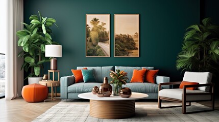 Modern contemporary living room interior composition 